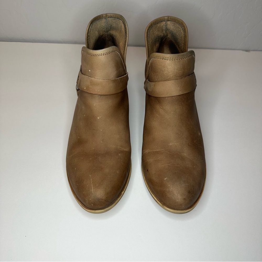 Lucky Brand Brown/Tan Leather Ankle Booties with Side Ring - Picture 2 of 7